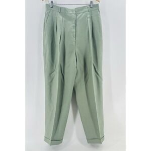 NWT Talbots Linen Blend‎ Pants Women's Sz 16 Sage Green Leg Office Career AB29
